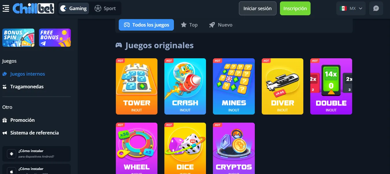 Chill Bet juegos de casino